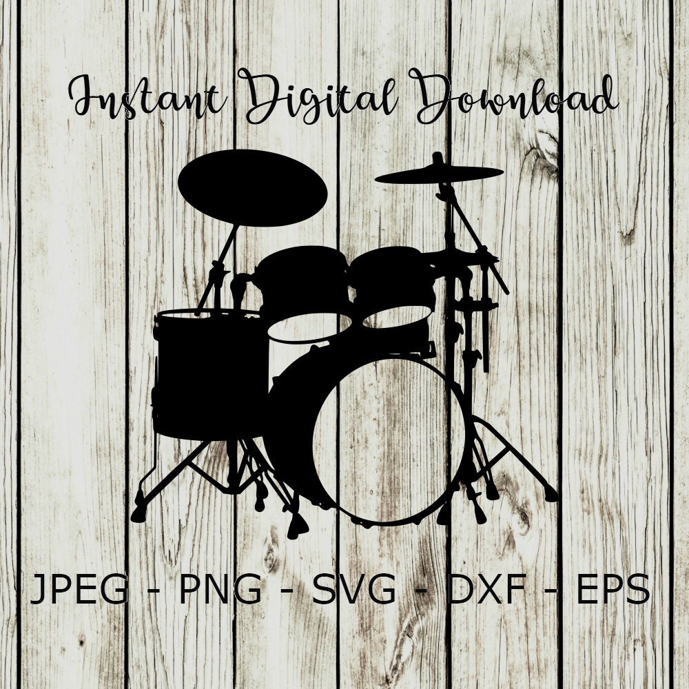 Buy 3 Get 1 Free Drum Kit Drummer Drum Set Silhouette Clipart Etsy