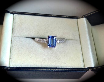 Tanzanite Ring 9ct White Gold Size P 1/2 (US 8) - 'CertifiedAA' Beautiful Tanzanite!