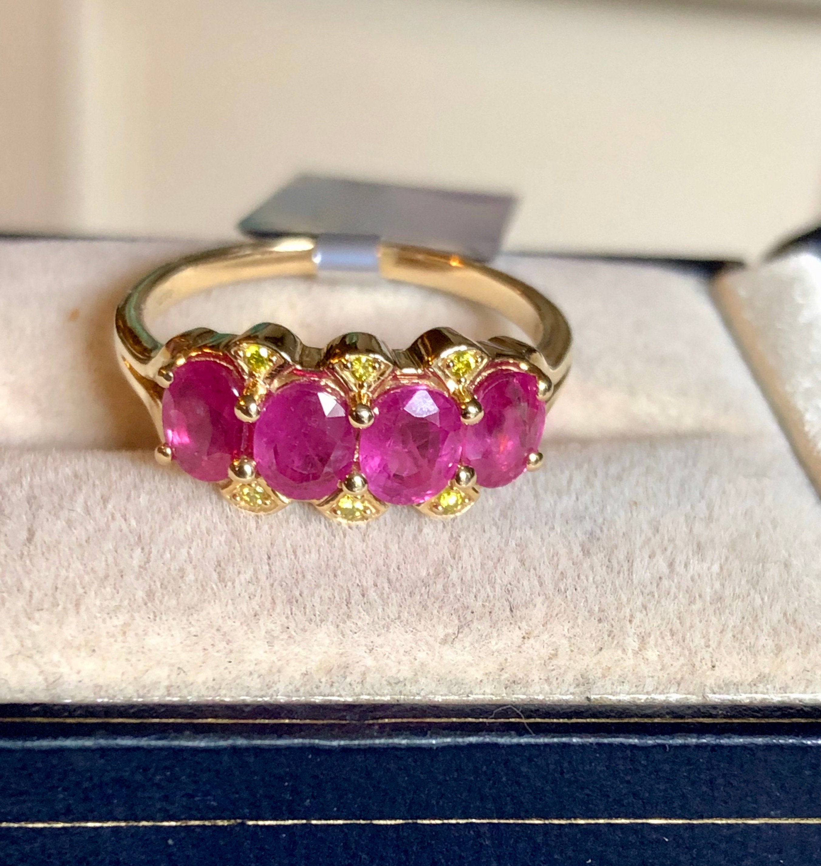 1.66ct Genuine Ruby heat treated only & Yellow Diamond Ring | Etsy