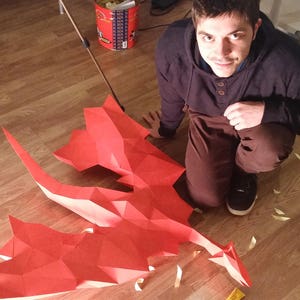 Dragon Papercraft, GOT papercraft, Gifts for Kids, Gifts for Children, Mythical Creature, Dragon, Low Poly image 5