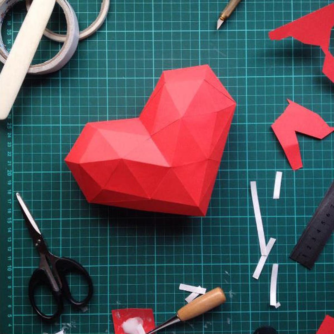 Heart Papercraft, Mothers Day, Valentines Day, Low Poly Heart, Gift for ...