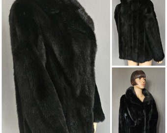 Real Natural Black Mink Fur Jacket, Real Fur Jacket, Black Fur Jacket