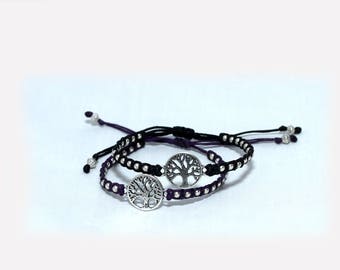 Tree of life bracelet- Pagan Jewelry-Yggdrasil silver- Macrame bracelet-Gothic- unisex-mens  waterproof waxed cord wristband