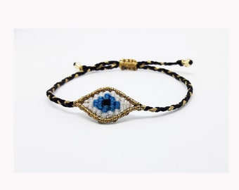 Gold and Black evil eye arm band , Thread devils eye  bracelet greek evil eye bracelet Greek mati string bracelet waterproof  for family