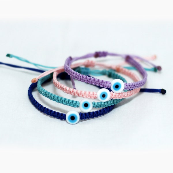 Evil eye waxed cord bracelet kids women men teens Greek Mati simple evil eye wristband cuff String devils eye bracelet