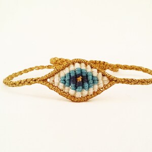 Evil eye bracelet Small evil greek eye Protection amulet macrame evil eye women, men, kids, baby macrame waxed cord bracelet