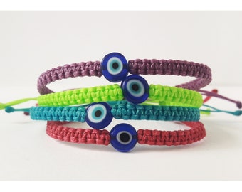 Blue evil eye bracelet Family protection amulet Baby Kids Women Teens Men Macrame bracelet