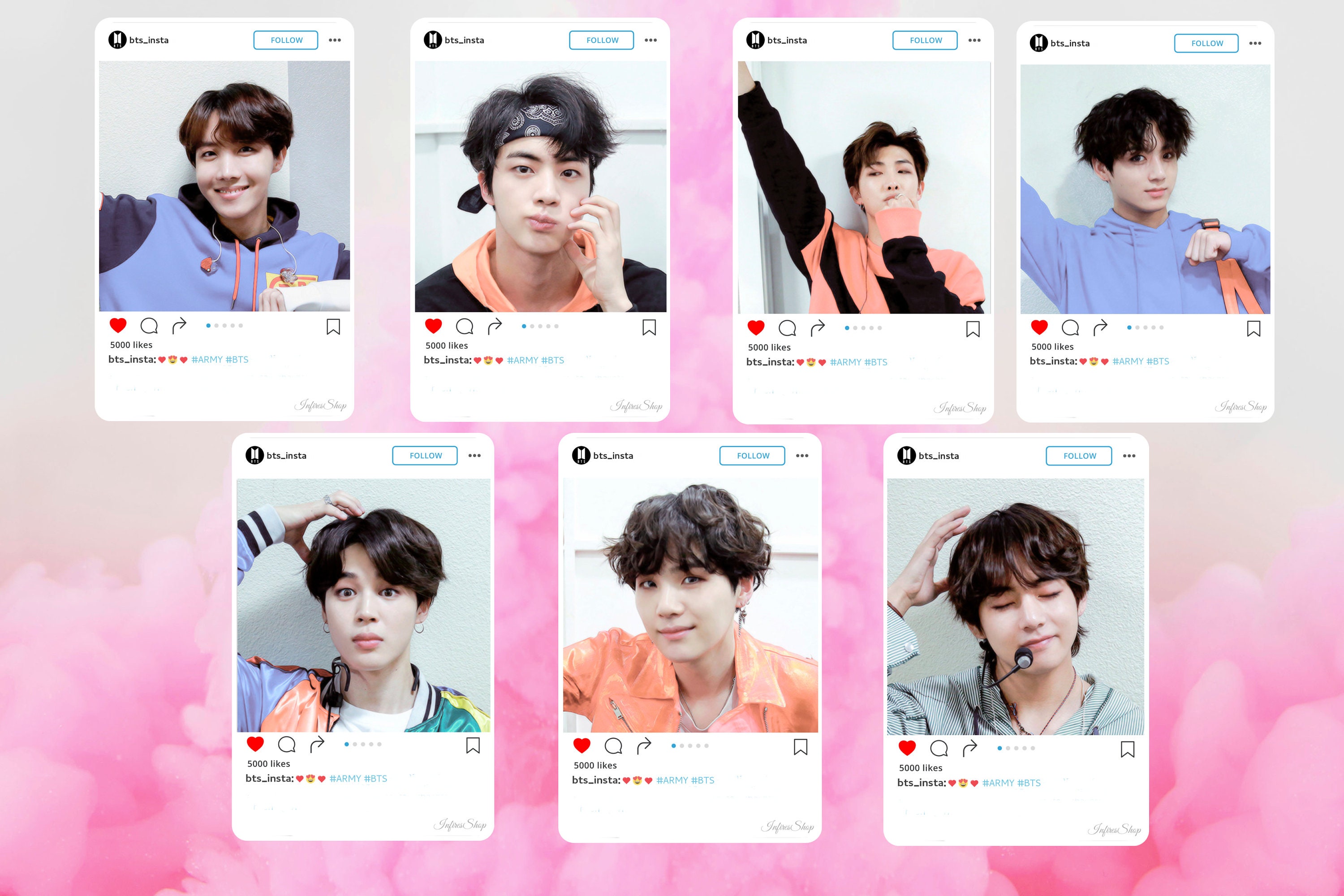 BTS Instagram Inspired Photocards 7pc Etsy
