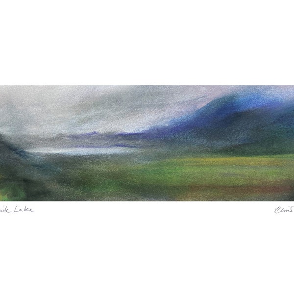 Bassenthwaite Lake A4 Art Print from Pastel Drawing. Lake District View. Skiddaw Mountain