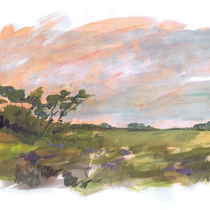 Goonhilly Downs, Cornwall. A5 Art Print from an original acrylic painting sketch. Cornish landscape