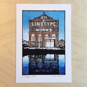 Linotype Works Art Print: Altrincham Manchester Landmark (A5)