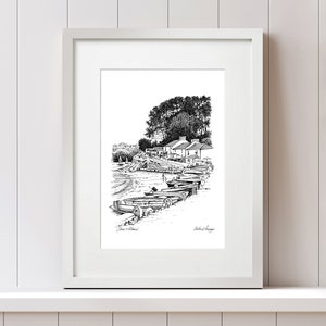 Pasaje de Helford. Lámina artística A4 a partir del boceto original. Río Helford, Cornualles. imagen 3