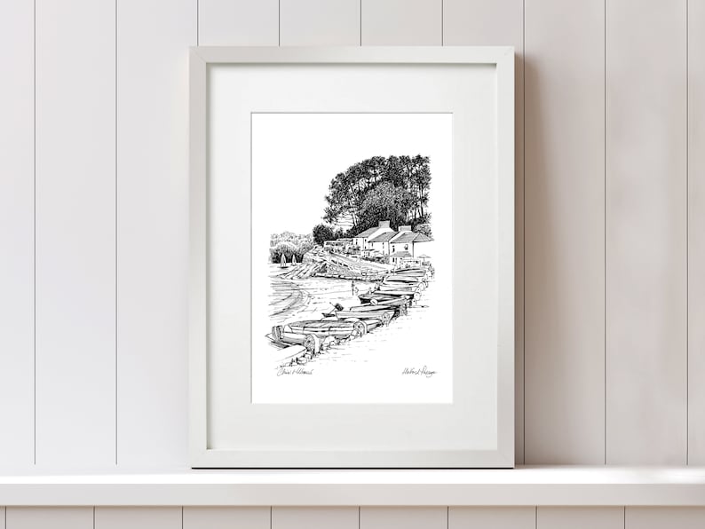 Pasaje de Helford. Lámina artística A4 a partir del boceto original. Río Helford, Cornualles. imagen 3