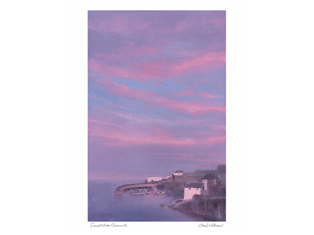 Sunset Over Coverack. A4 Art Print of My Original Oil Painting ...
