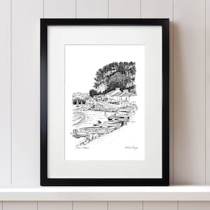 Helford Passage. A4 Art Print from Original Sketch. Helford River. Cornwall.