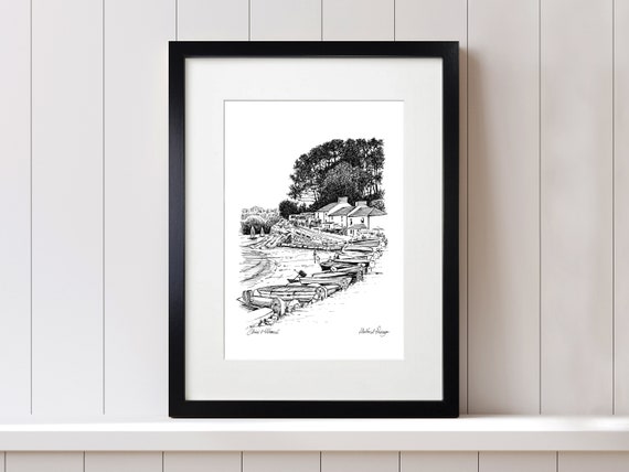 Helford Passage. A4 Art Print from Original Sketch. Helford River. Cornwall.