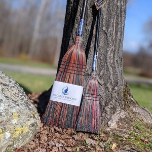 Mommy and Me Matching Corn Brooms Child Broom and Adult Black Rainbow Broom Combo Sharing Chores Broom Besom housewarming gift wedding broom