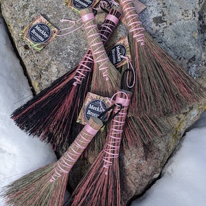Darling Hawktail Whisk brooms, Valentine Pink or Rainbow Dust Brushes, Altar Cleansing Besom, Decorative Hand broom, Cottagecore Decor