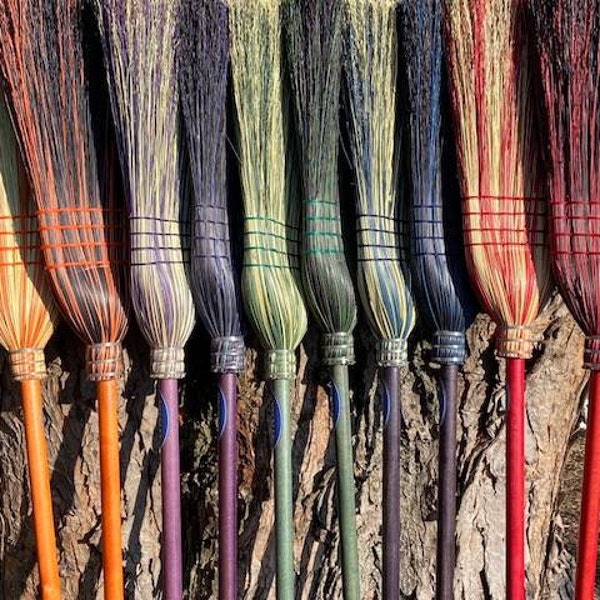 Meckleys Brilliant Brooms, Pick your color Handmade corn broom great housewarming gift Kitchen Broom, modern, utilitarian and sustainable