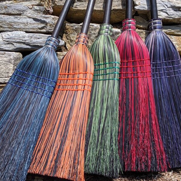 Magnificent Black Broom Series for use as House Broom or Kitchen Broom Halloween Decor Besom Brooms Working Decor Broom Meckley Brooms