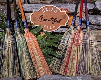 Decorative Kitchen Broom Pick your color Meckleys Brilliant Brooms Handmade corn brooms Rainbow housewarming gift Garage Corn Broom Porch