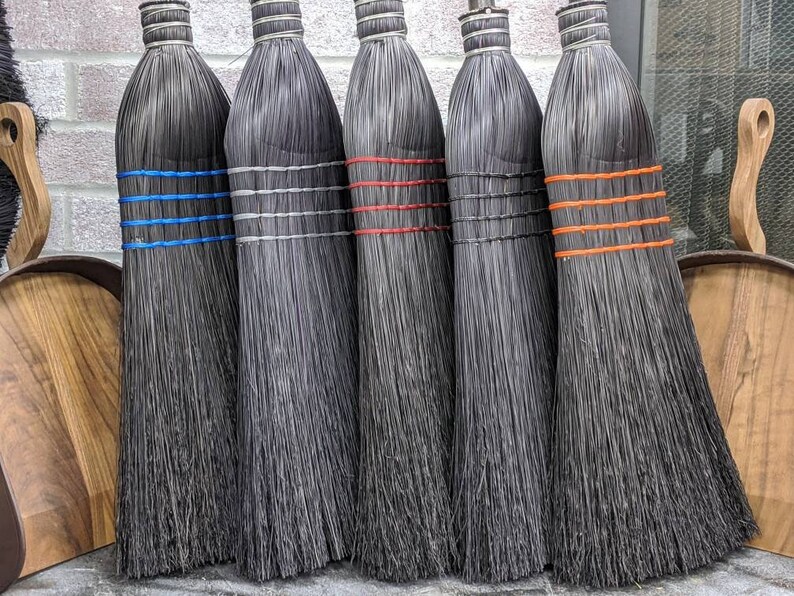 Black Straw Broom With Hand Dyed Broomcorn Handmade Stylish Etsy