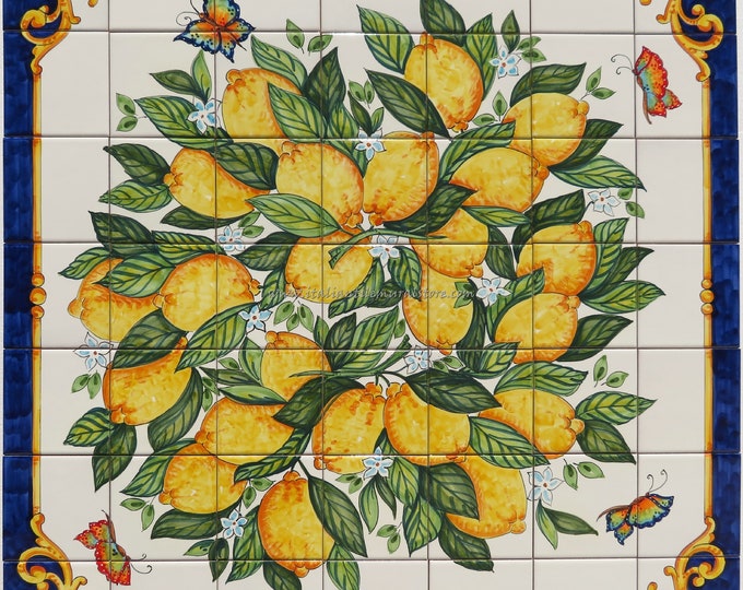 Painted Ceramic Tiles with Lemons from the Amalfi Coast