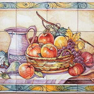 Ceramic Tile Panel Country decorative tile mural art backsplash. Fine Art Ceramic Tile Murals and Backsplashes Wine