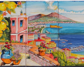 Hand Painted Napoli Tile Mural – Italian Amalfi Coast Landscape - Etsy