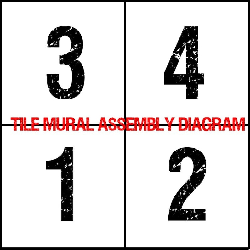 May include: Tile mural assembly diagram with four numbered sections. The sections are numbered 1, 2, 3, and 4.