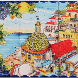 Tile Murals - Ceramic Painting Positano&#39;s Terrace - Beautiful Landscape - Colorful Wall Art - Tile murals - Gloss Tiles - Italian Art