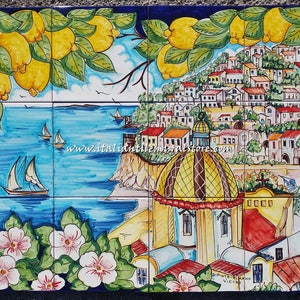 Positano decorative tile mural art backsplash. Fine Art Ceramic Tuscan Tile Murals and Backsplashes compliment any Tuscan decor in your home