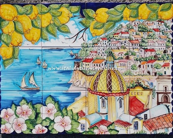 Positano decorative tile mural art backsplash. Fine Art Ceramic Tuscan Tile Murals and Backsplashes compliment any Tuscan decor in your home