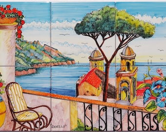Hand-Painted Ceramic Tile Mural – Ravello Amalfi Coast Italian Art