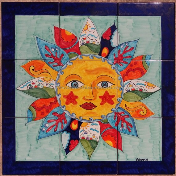 Wonderful ceramic Sun Art ceramic tiles backsplash art Etsy