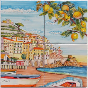 Tile Murals - Kitchen Wall Decor Amalfi - View of Amalfi in Italy Tile Ceramic Backsplash