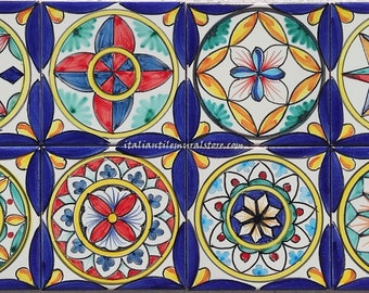 Hand-Painted Amalfi Ceramic Tiles – Italian Tile Set, 8 Piece