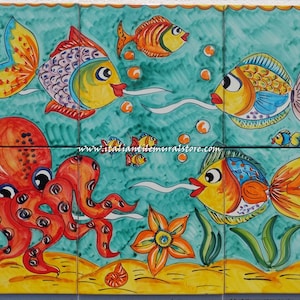 Tile Murals backsplash Ceramic handmade and hand painted . Custom for You!!