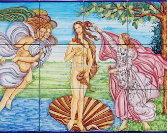 Handmade Ceramic Tile Mural – Botticelli's Birth of Venus