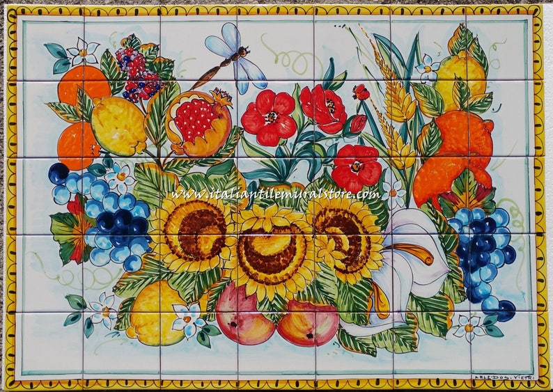 Hand Painted Italian Tile Mosaic Amalfi Coast Colorful Image 0