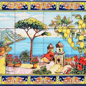 Decorative Wall Panel - Beautiful View of the Village of Ravello -Baroque Paintings - Hand Painted Tiles - Italian Art - Custom for you