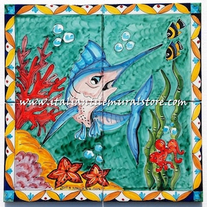 Ceramic Tile wall art , mural art backsplash, hand painted  tile mural, backsplash for kitchen ideas, backsplash ideas for kitchen,