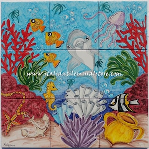 Tile Murals - Amalfi Cost Sea Life - Baths Tile Art Ceramic Backsplash for Kitchen