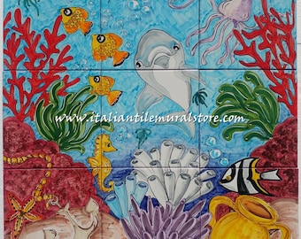 Tile Murals - Amalfi Cost Sea Life - Baths Tile Art Ceramic Backsplash for Kitchen