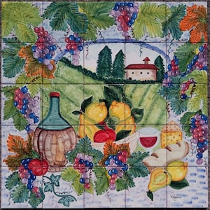 Tile Murals Ceramic  Backsplash Mediterranean Mural Tile handmade and handpainted. Custom for You!!