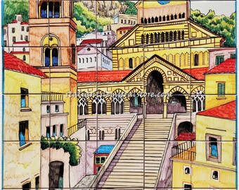 Handgemaltes Wandbild Amalfiküste Fliesenbild - Italienische Keramikkunst