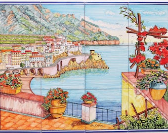 Hand Painted Amalfi Coast Tile Mural – Italian Ceramic Art