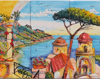 Hand-Painted Ravello Ceramic Tile Mural – Amalfi Coast Italian Art