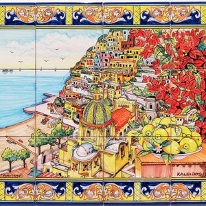 Tile Mural Ceramic - Wonderful Painting of the Positano Coast - Baroque Paintings - Hand Painted Tiles - Decorative Design - Italian Art