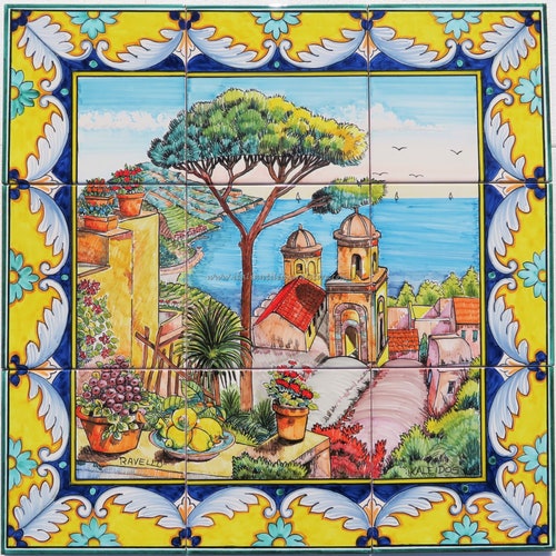 Tile Mural Hand Painted Ceramic Panel of Napoli Beautiful Etsy